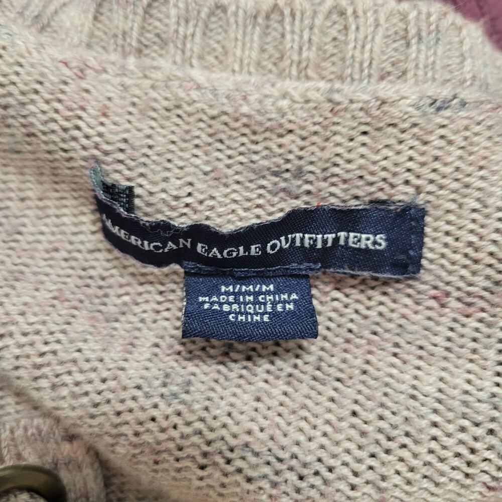 American Eagle Knit Sweater Womens Medium Ombrea Beige‎ Pink Criss Cross V Neck - Picture 7 of 10
